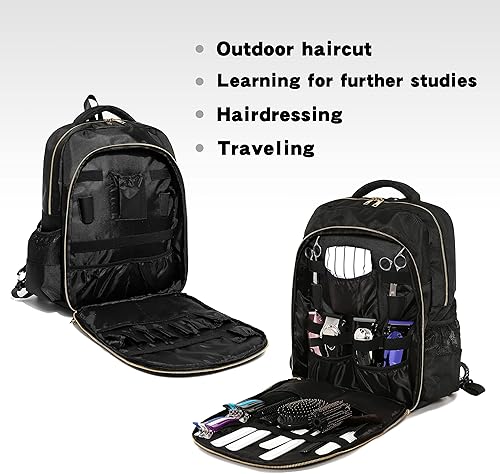 Miniatura 2 de Bolsa de herramientas de peluquería, bolsa de almacenamiento de maquillaje para estilista, bolsa de escuela de maquillaje con bolsillos de