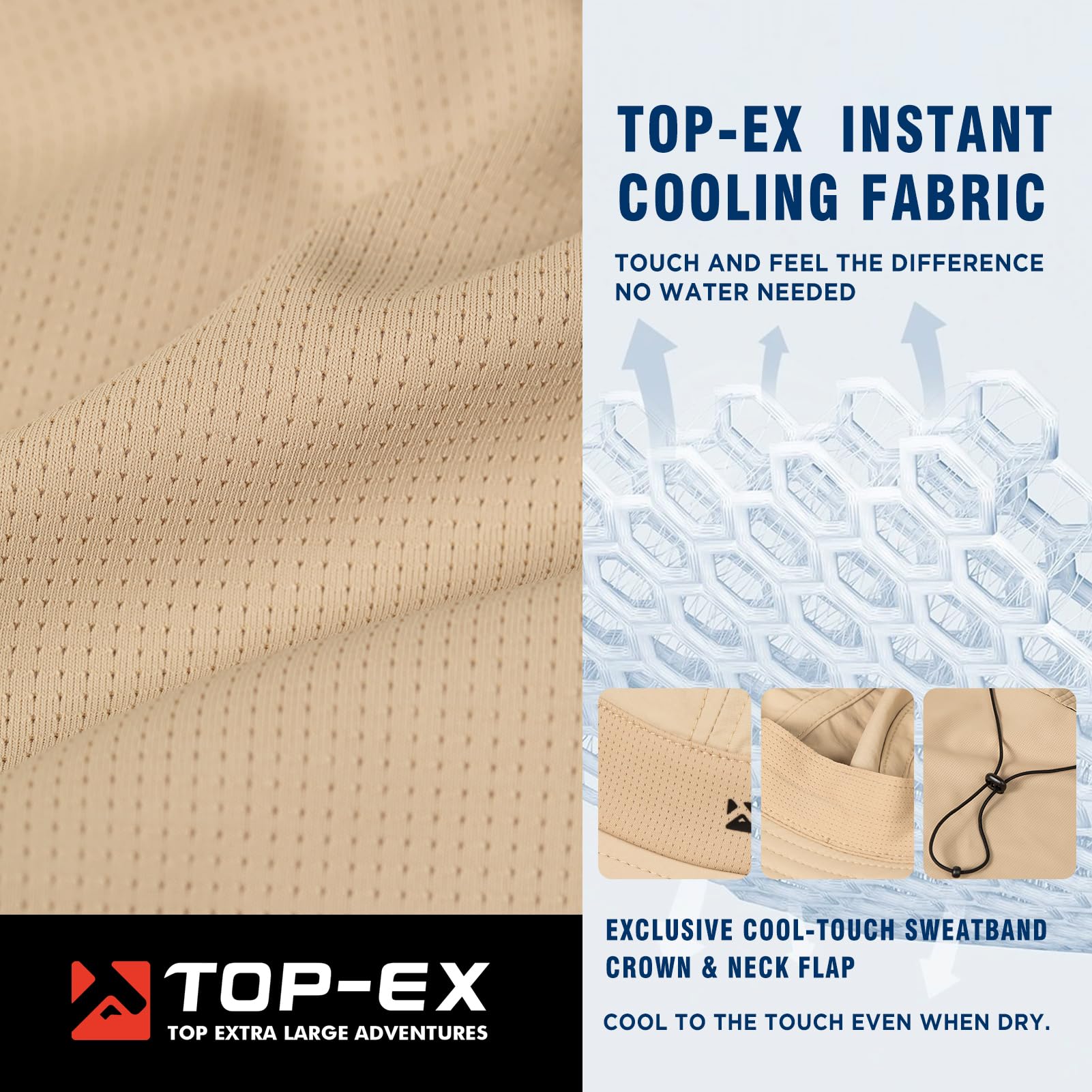 TOP-EX Sombrero de sol refrescante para hombre, UPF 50+, ala ancha y solapa