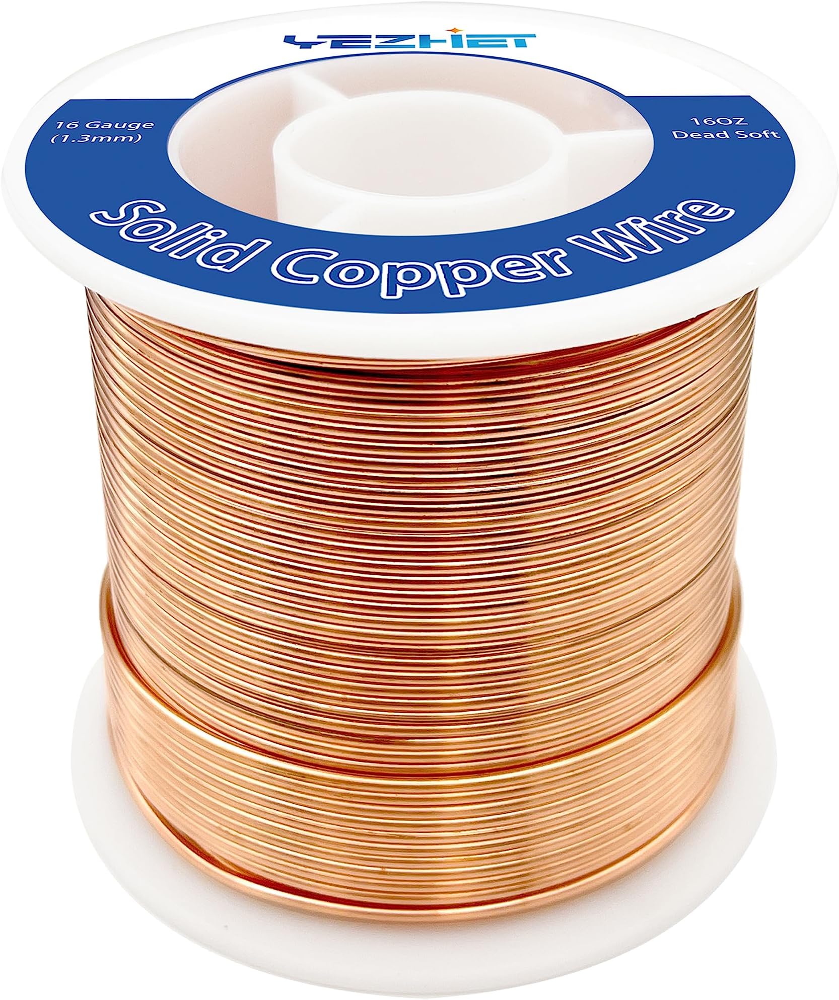 99.9% Solid Bare Copper Wire(16 Gauge(1.3MM, 16 OZ, 130Ft), Dead Soft Strong and Flexible, Copper Wire for Crafts/Jewelry Making/Electroculture Gardening