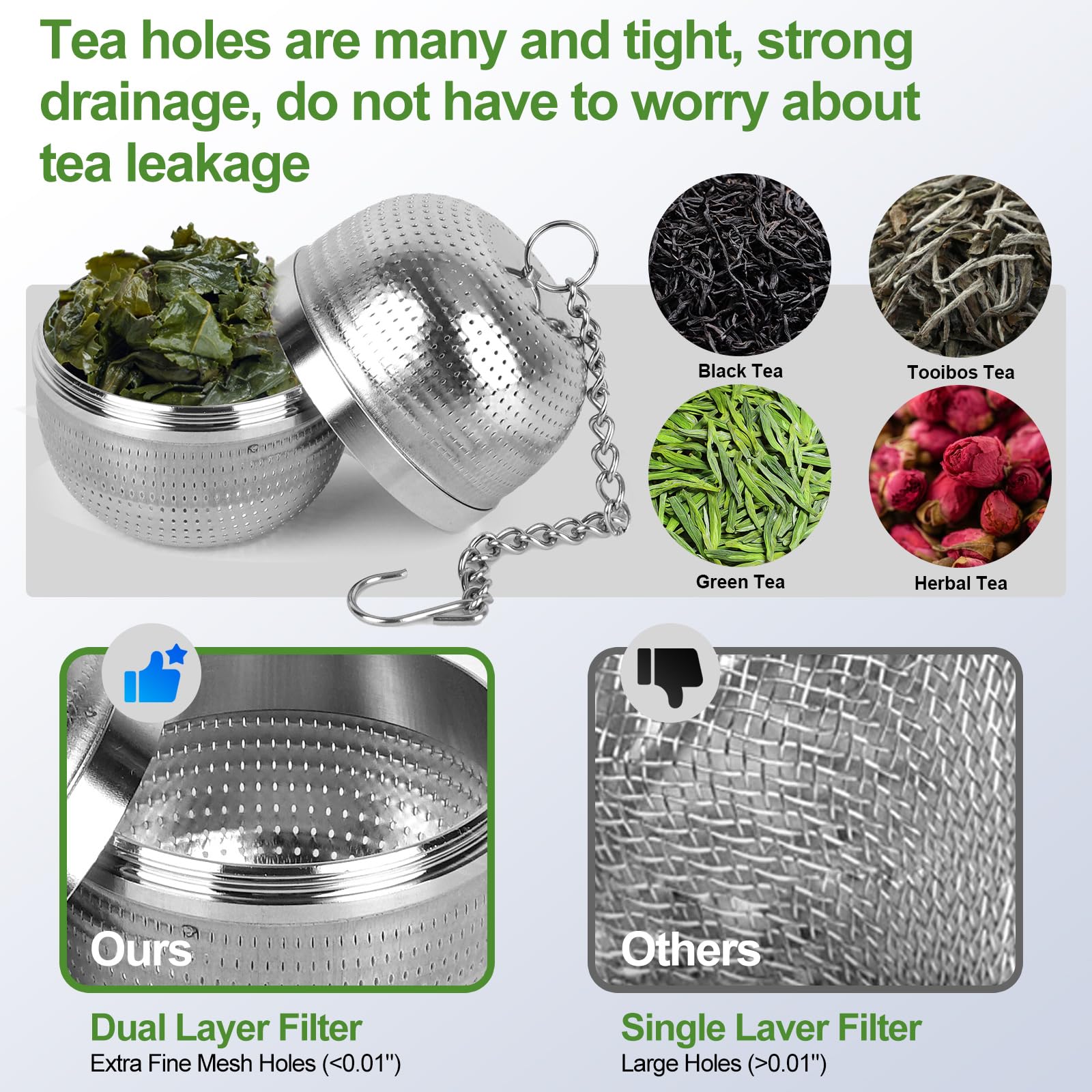 2 Infusori Per Tè In Acciaio Inox 304 - Filtro A Maglia Fina Con Gancio Per Tazza - Foto 9