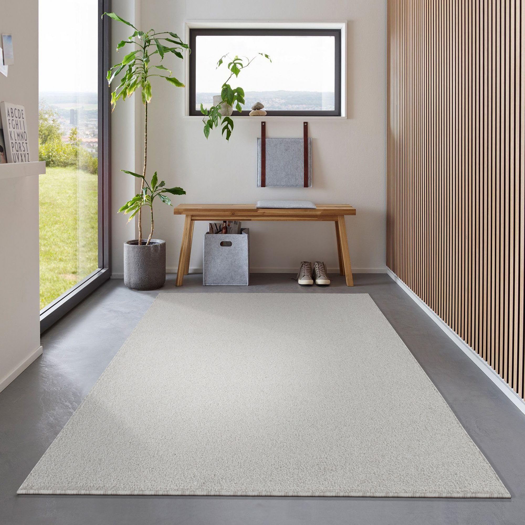 Carpetsale24 Teppich 240x340 cm Creme, Kurzflor, Einfarbig, Modern, Rechteckig, rutschfest, Pflegeleicht, XXL Bodenteppich für Wohnzimmer, Schlafzimmer, Esszimmer
