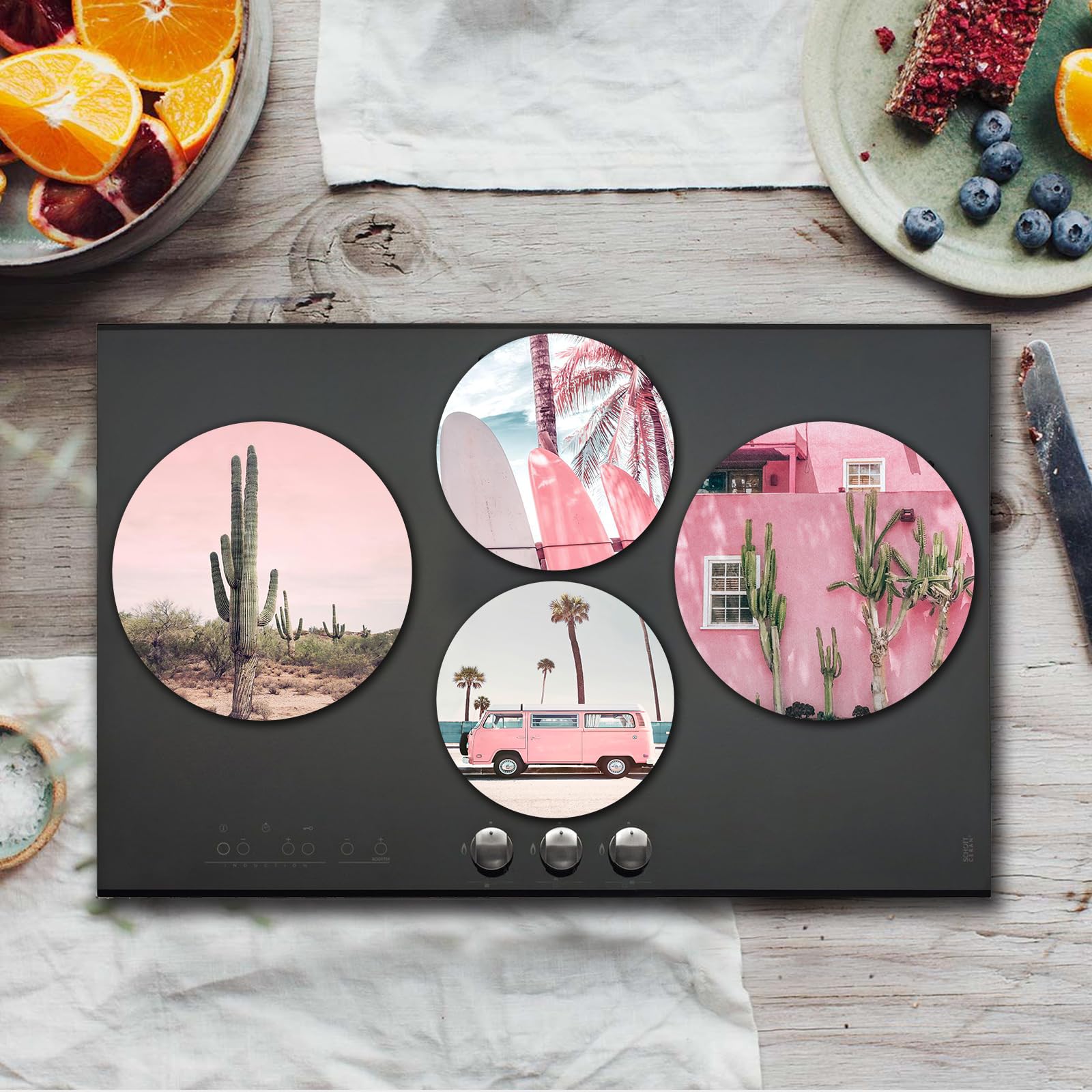 Cache-plaques Design Cactus Walarky - Lot De 4 Pour Cuisinières - Gain De Place Et Protection