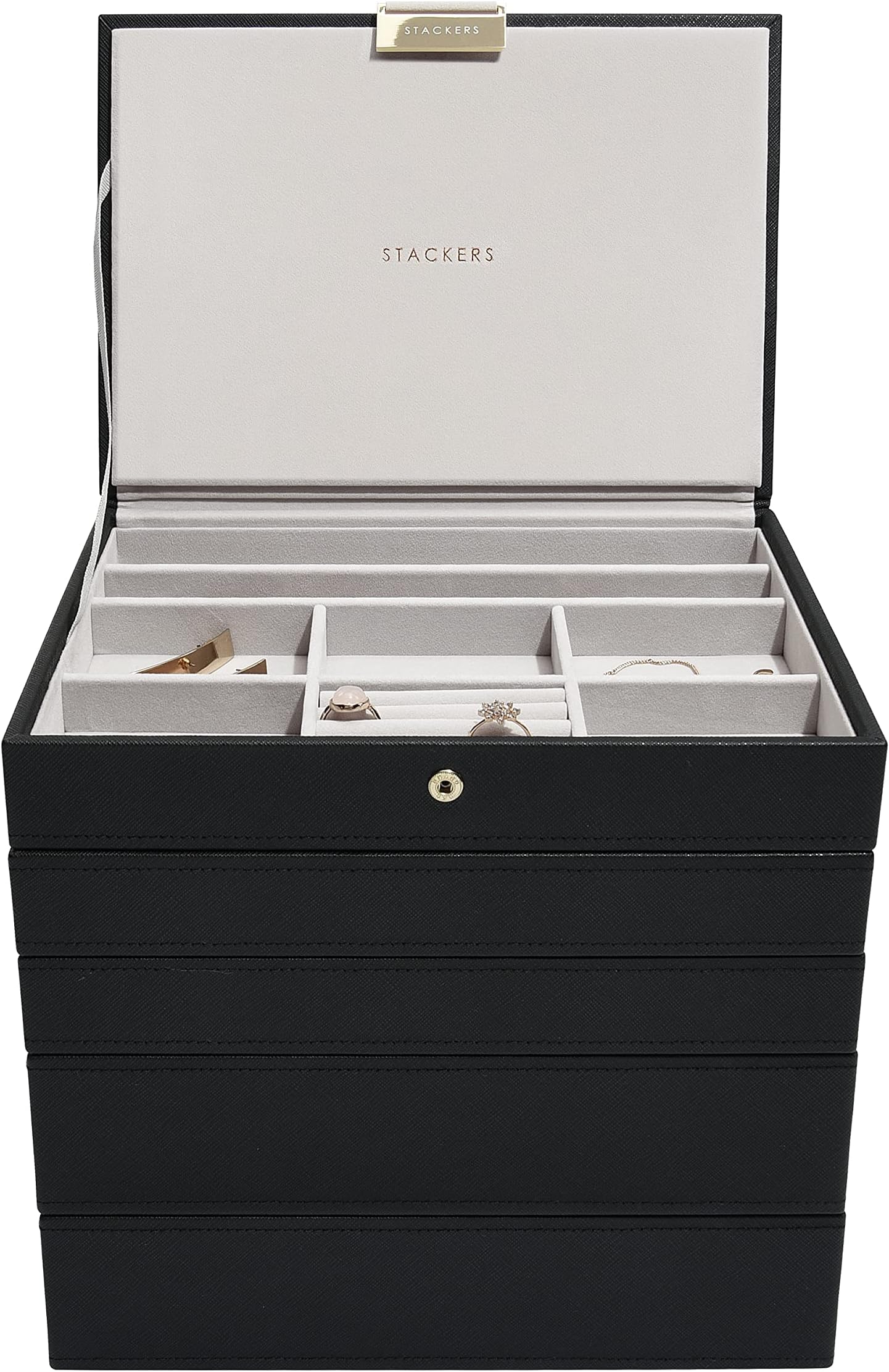 Stackers Black Classic Medium Jewellery Box, Set of 5