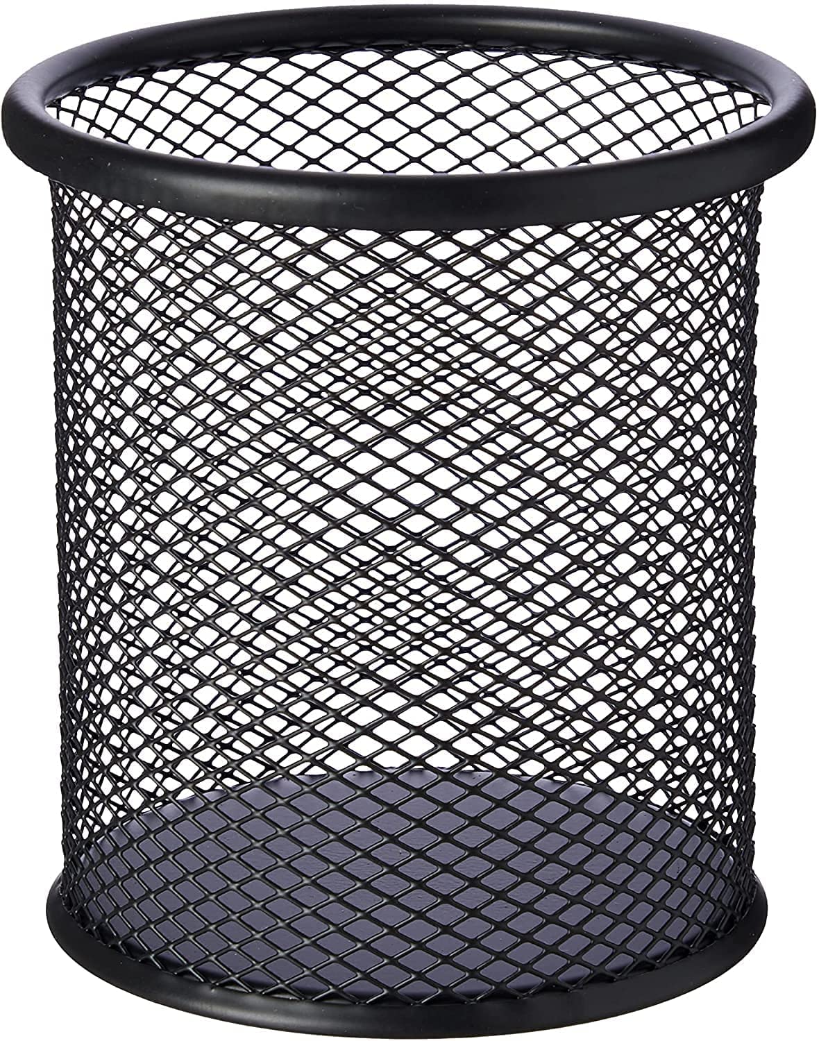 GLUN® Metallnetz, Stifthalter, rosa Farbe mit runder Form, Mehrzweck-Ständer, 1 Stück (schwarz)