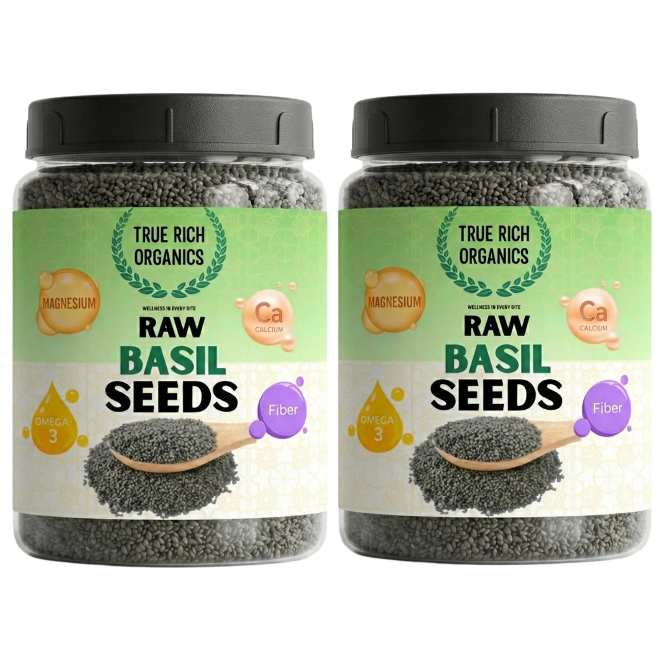 True Rich Organics Raw Basil Seeds (Tulsi) Sabja Seeds For Eating | Reduces Body Heat | Weight Management | Natural Superfood Combo Jar Pack of 2 150 G Each - 300 G-image-45