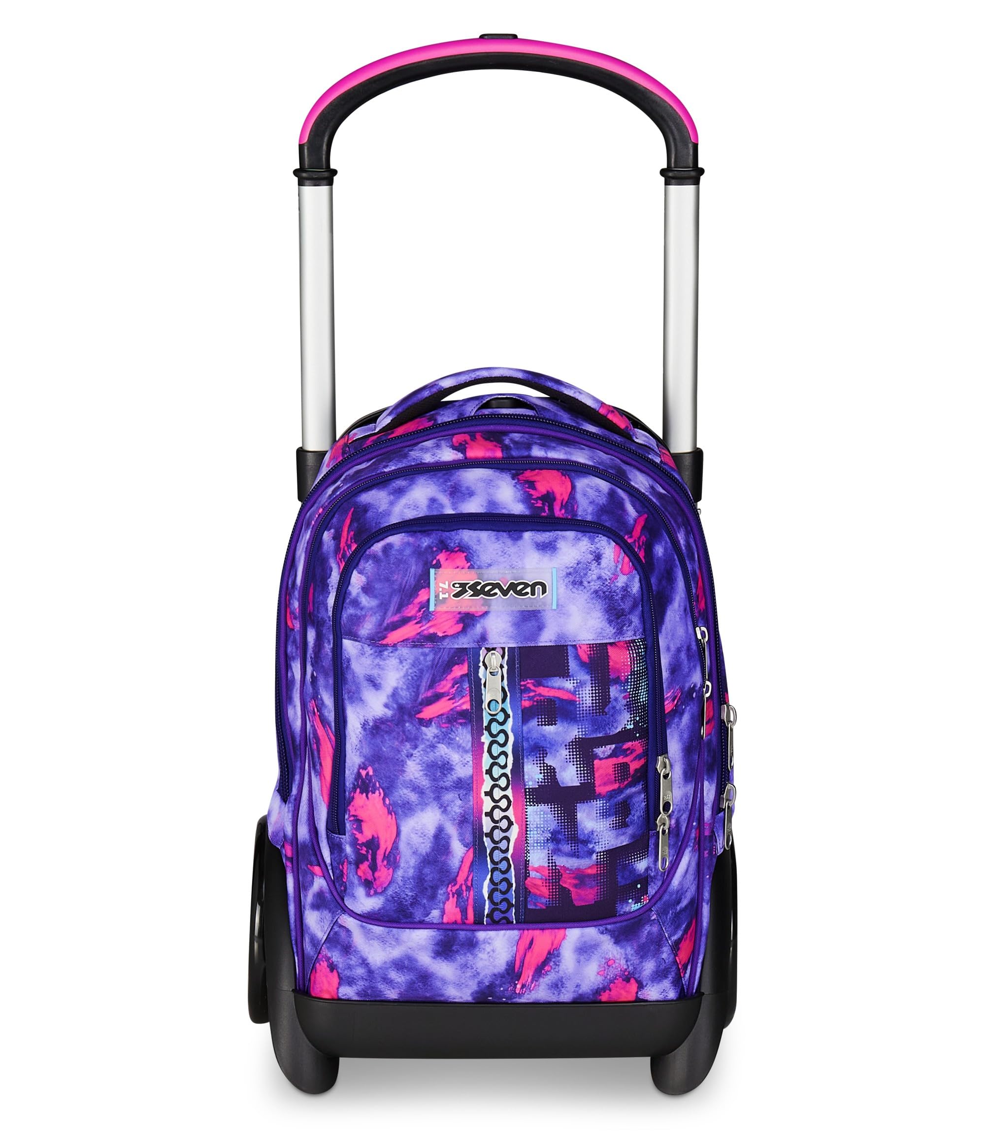 Seven Trolley Scuola Sganciabile Tyre, Viola, Zaino Con Carrello Sganciabile Da 40 L, Maxi Ruote e Crossover System, Maneggevole e Resistente, Scuola Elementare e Media, Zaino Bambina