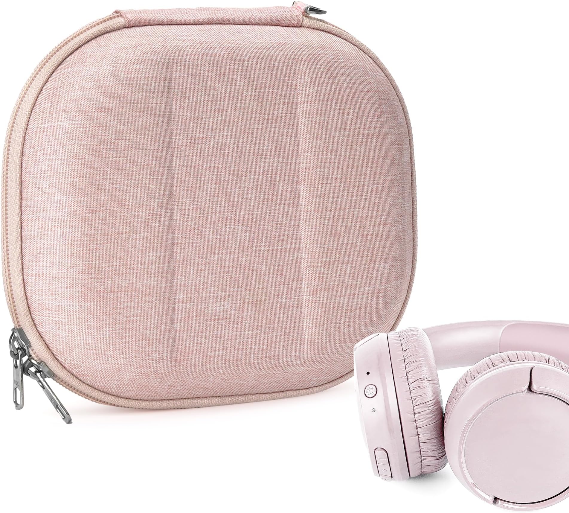 Geekria NOVA On-Ear Headphones Case Compatible with JBL Tune 510BT/660NC/560BT/500BT, Jr 310BT and More, Replacement Hard Shell Travel Bag with Cable Storage (Pink)