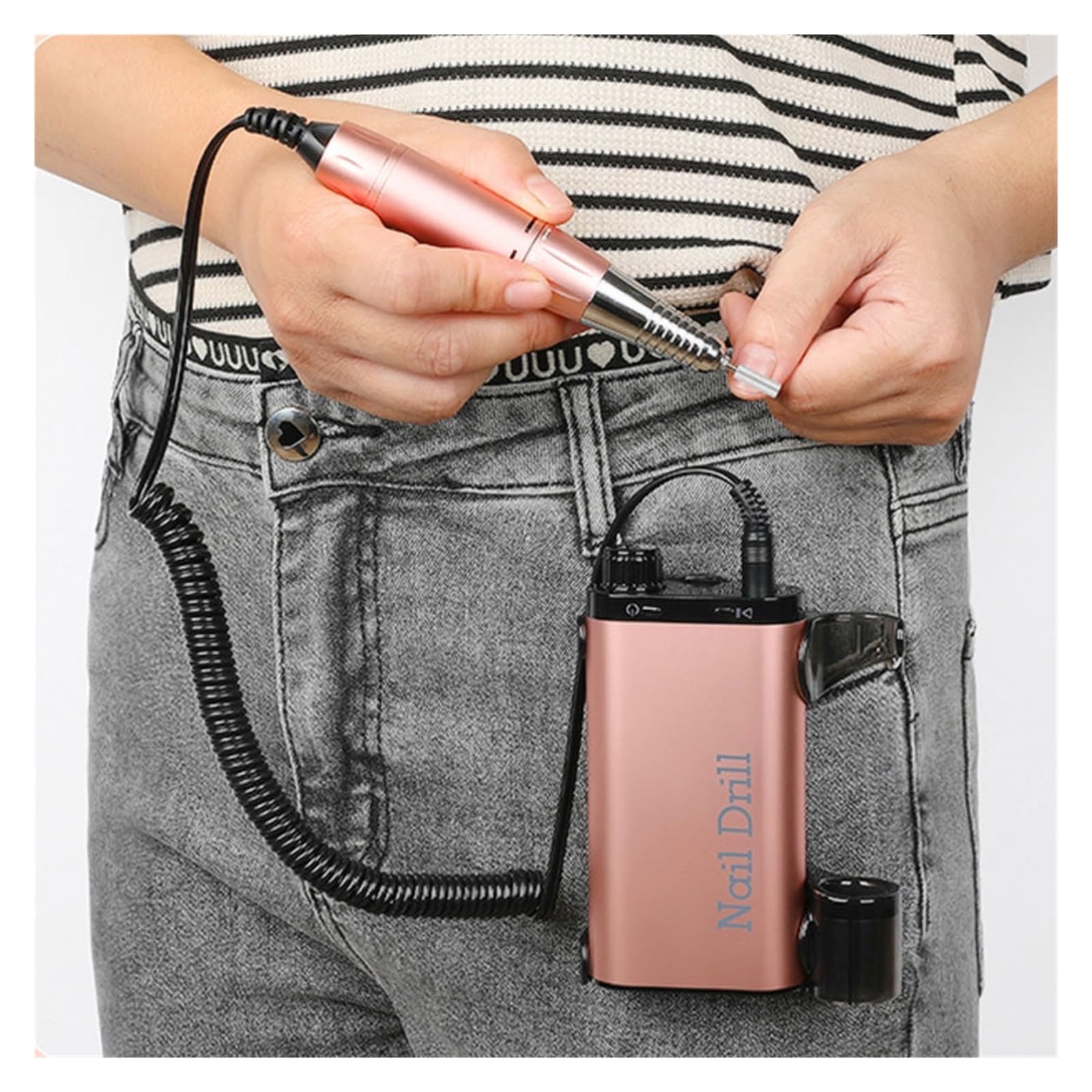 Torno para Uñas, Taladro eléctrico de uñas de 35000RPM for manicura, juego de cortadores de fresado for pulido de Gel, equipo de salón de uñas(Lilac purple)