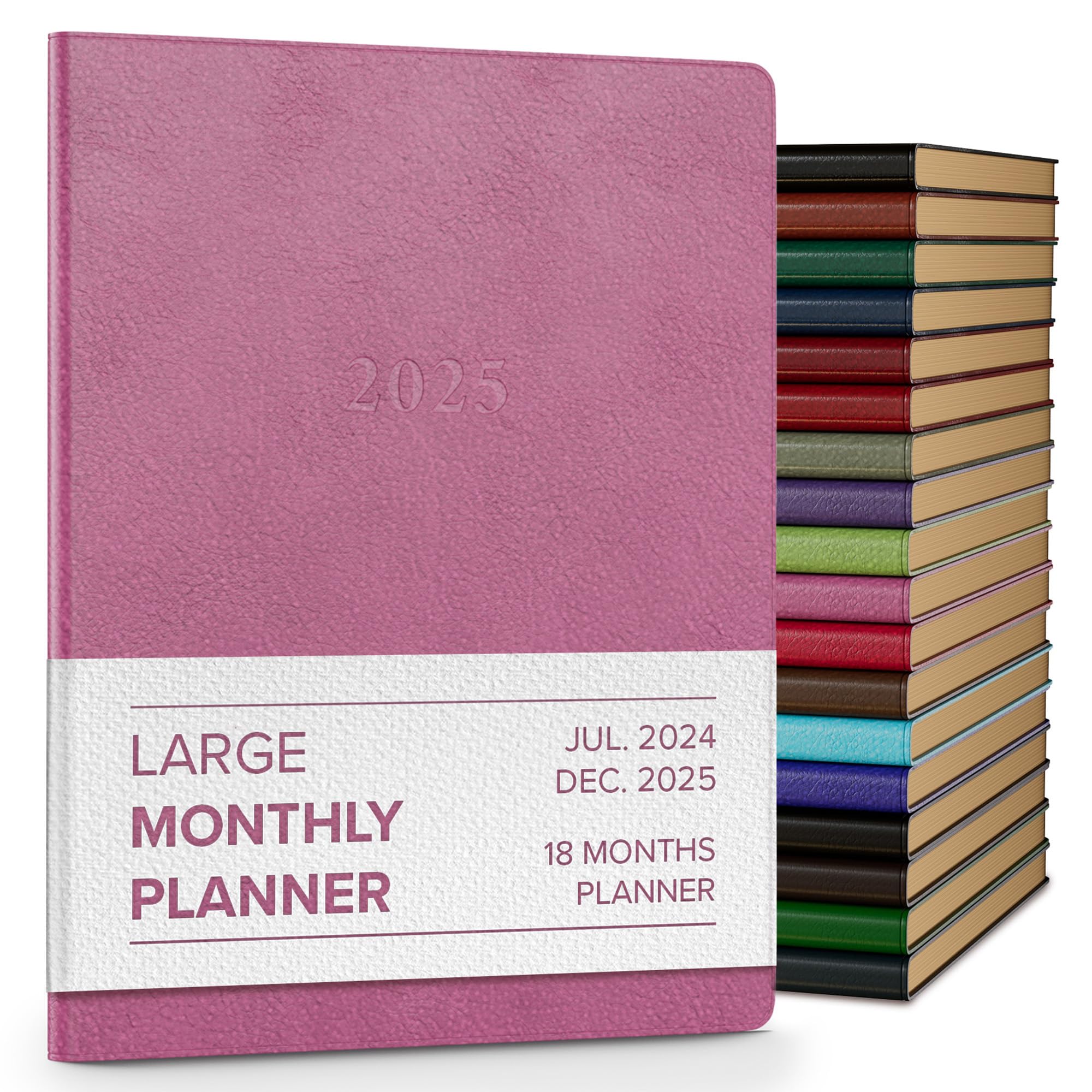 Gallery LeatherLarge Monthly Planner 2024-2025, Elegantly Bound Calendar Planner and Notebook with Stylish Gold-Gilded Page Edges, 18 Months - Camden Orchid - 9.75 x 7.5 "