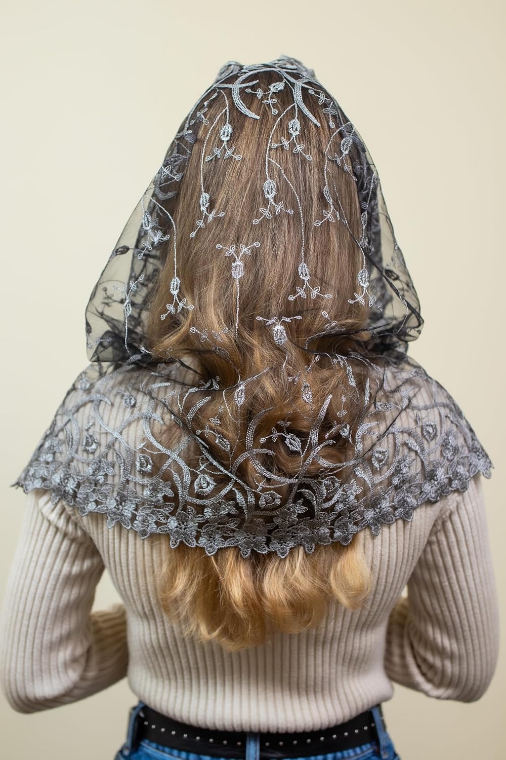 Catholic Mantilla Mass Infinity Chapel Church Veil - Lace Cathedral Head Veil for Women