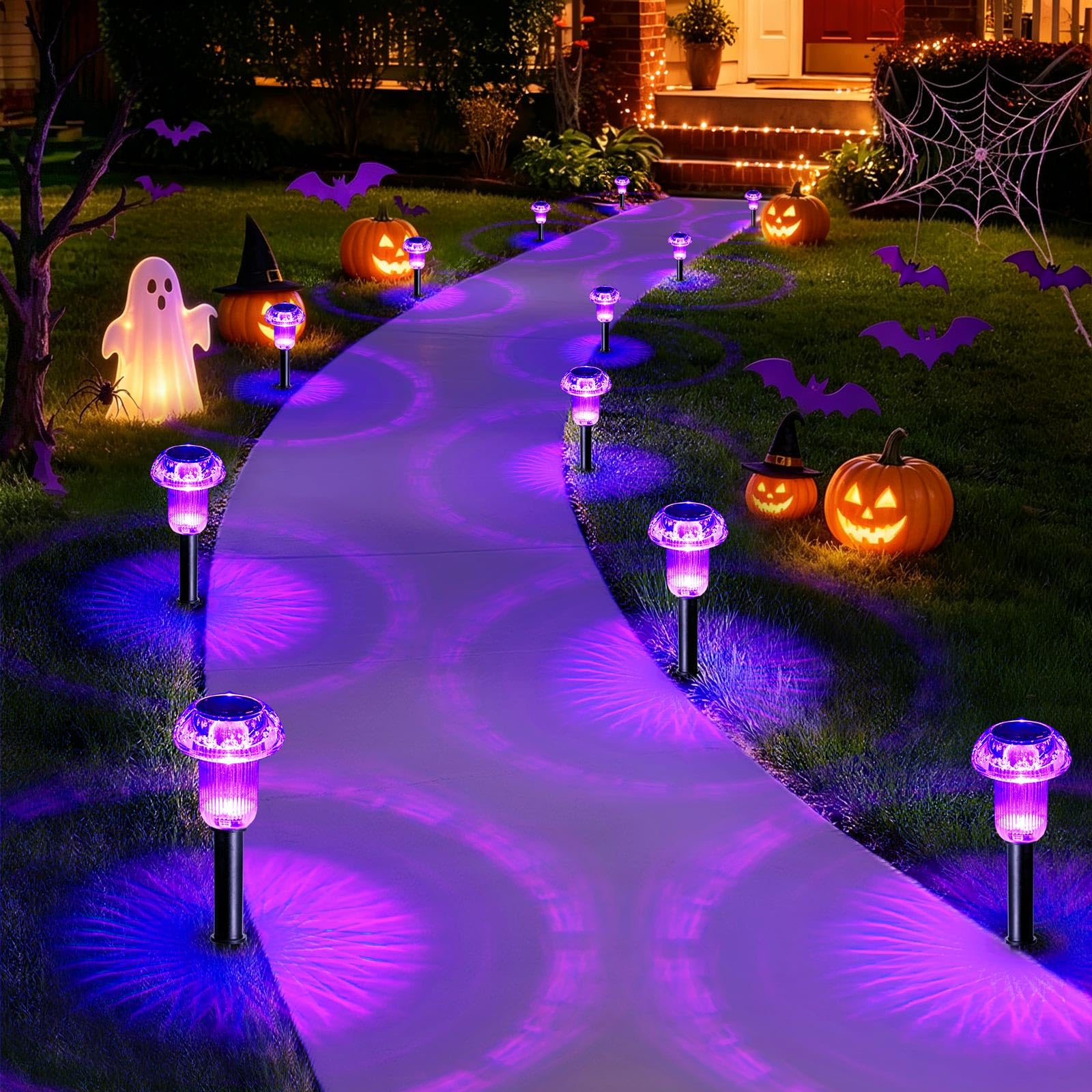 Priddop Solar Halloween Lights Outdoor Waterproof 8 Pack Halloween Decor