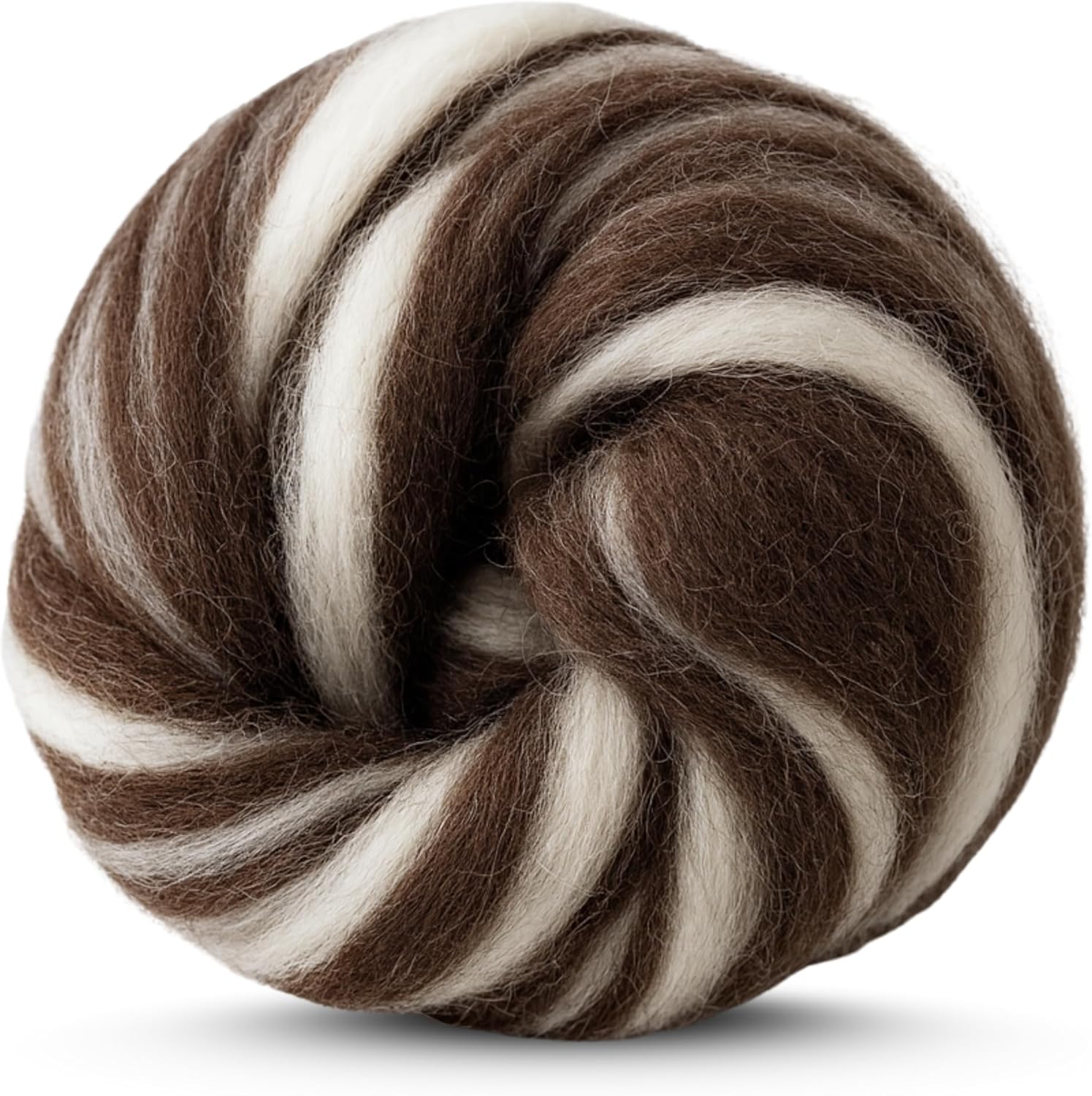 Revolution Fibers Yin Yang Natural Blend of Corriedale Wool Roving (8 Ounces) | Perfect for Felting, Hand Spinning & Tapestry |100% Natural Undyed Off-White & Brown Blend