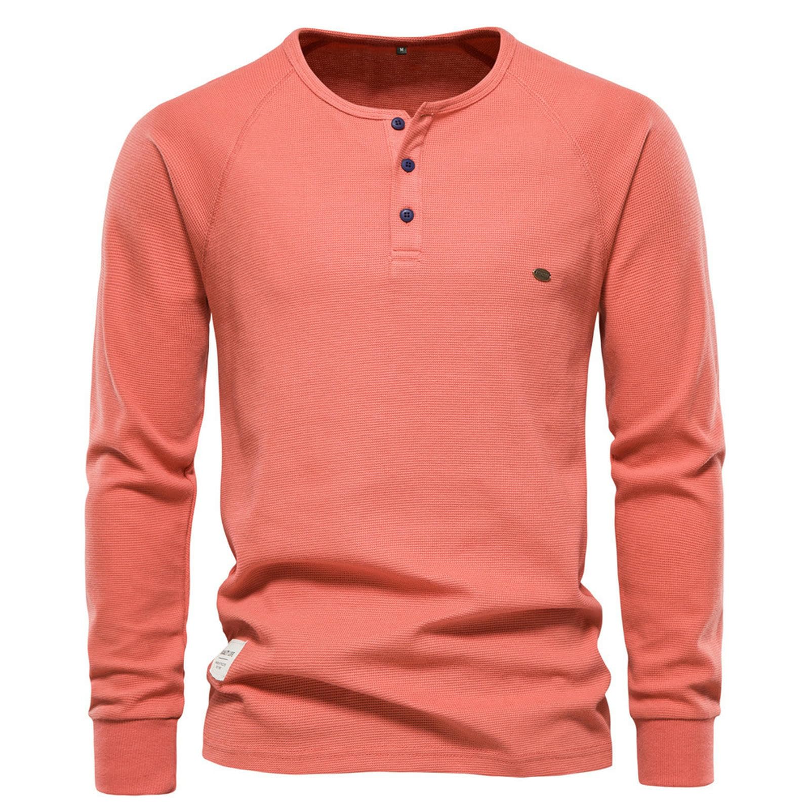 Męskie t-shirty jesienno-zimowa męska koszula z kołnierzykiem Henry z długim rękawem T-shirt męski T-shirt-pihong-2xl, Pihong, XXL