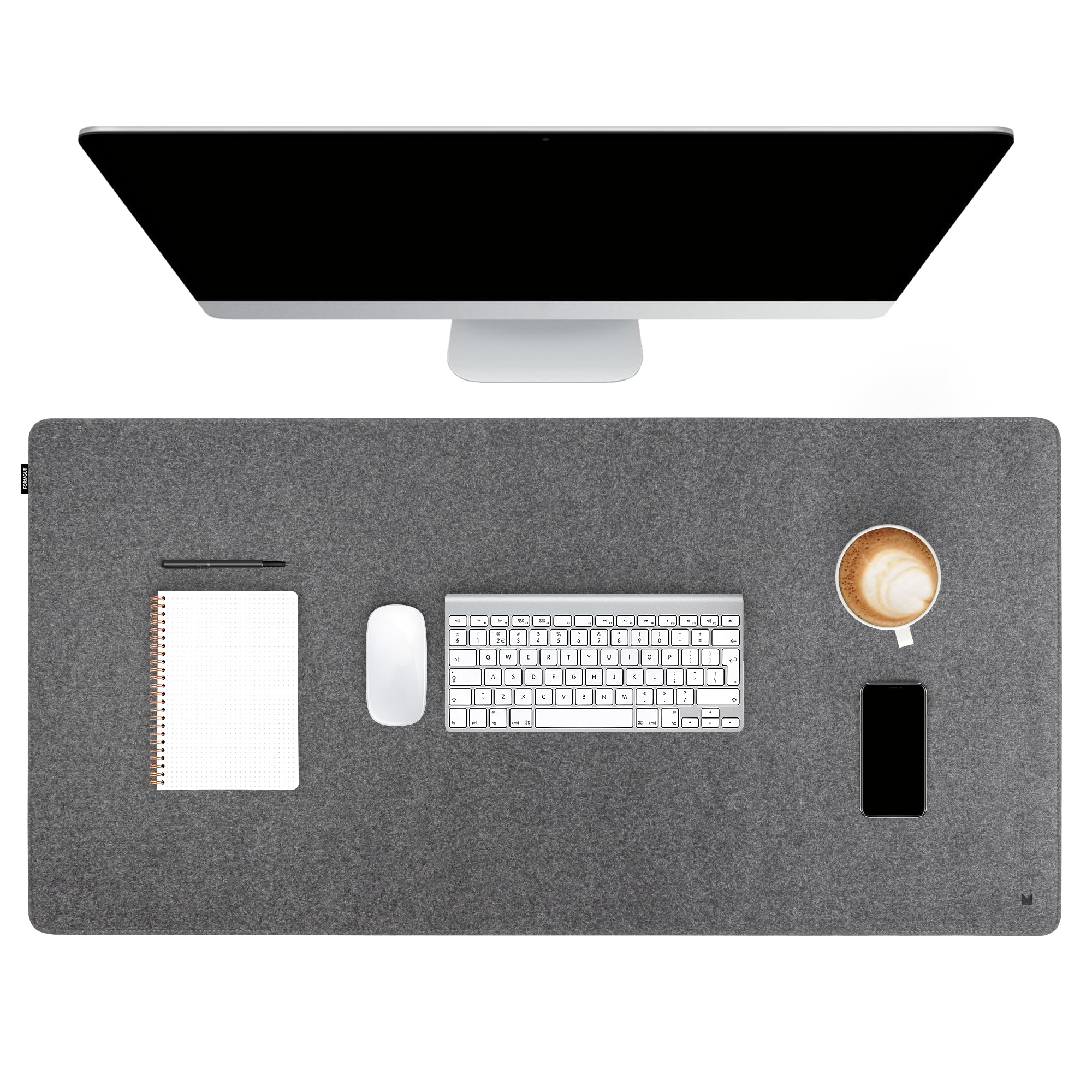 FORMGUT Alfombrilla de escritorio de fieltro, Base para laptop, Desk Mat (100x50 cm - Gris Medio) - Mousepad XXL, Alfombrilla para escritorio, Estera de escritorio, Mantel para mesa