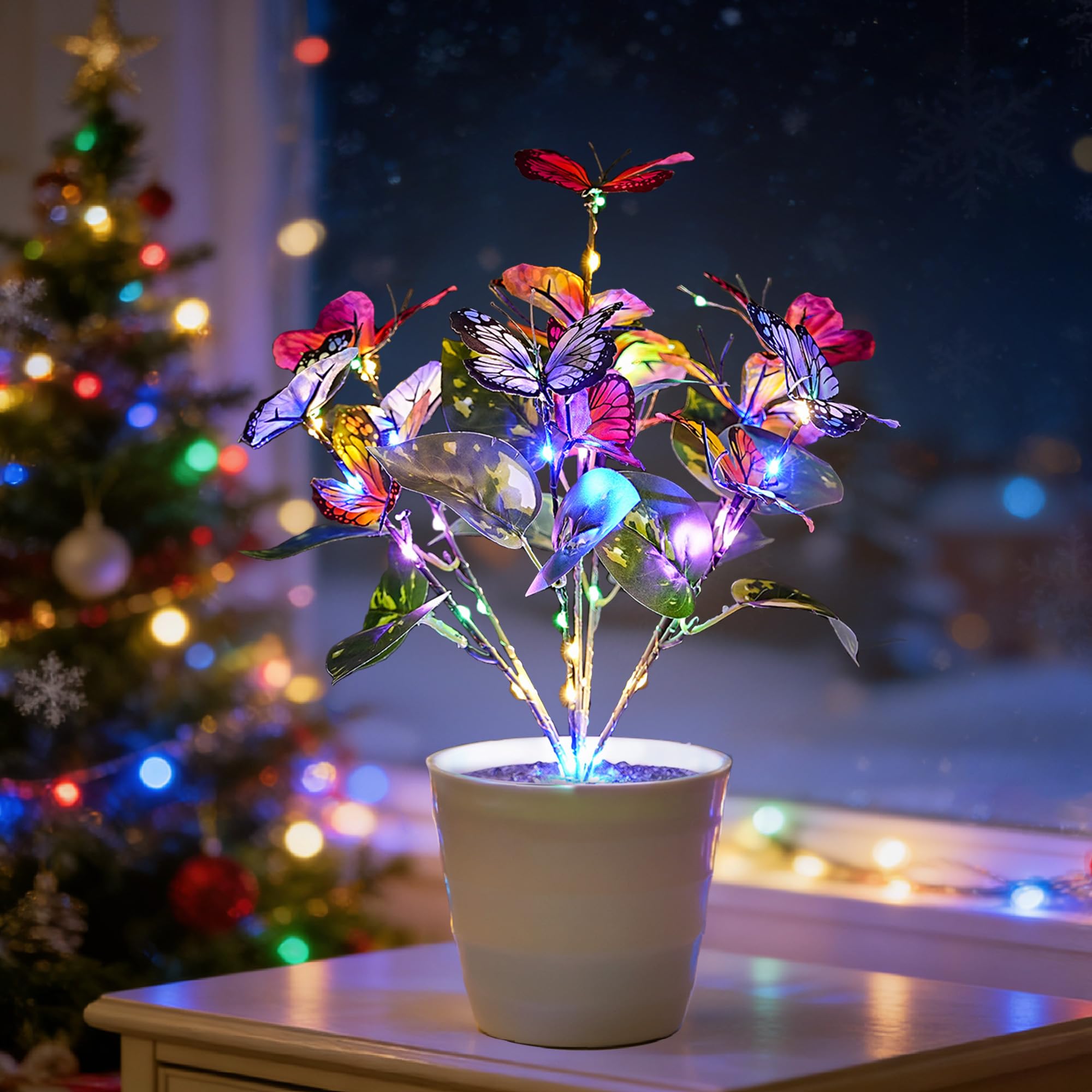 Lampada a LED a forma di farfalla, decorazione floreale illuminata per mamma, nipote, fidanzata, amica, moglie, matrimonio, Natale, compleanno, decorazione per la casa, camera da letto, bar