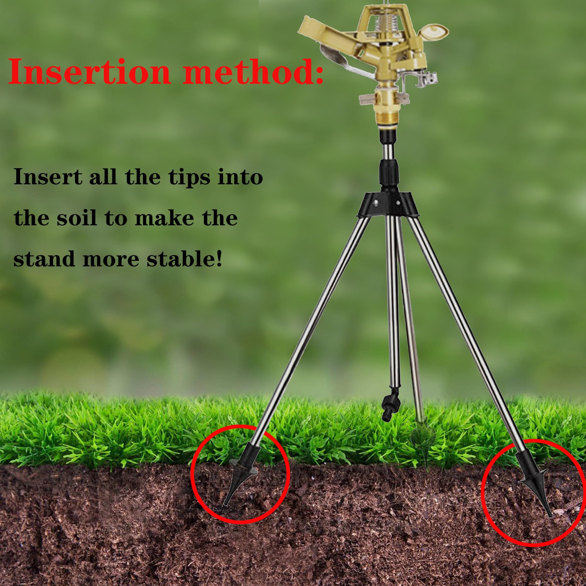 Rasensprenger große flächen,Impulsregner,Rotating Tripod Sprinkler,Wenig Druck rasensprengers,Auto Rotating Tripod Sprinkler, Garten Rasensprenger 360 Grad Sprinkler für Hof,Garten,Rasen