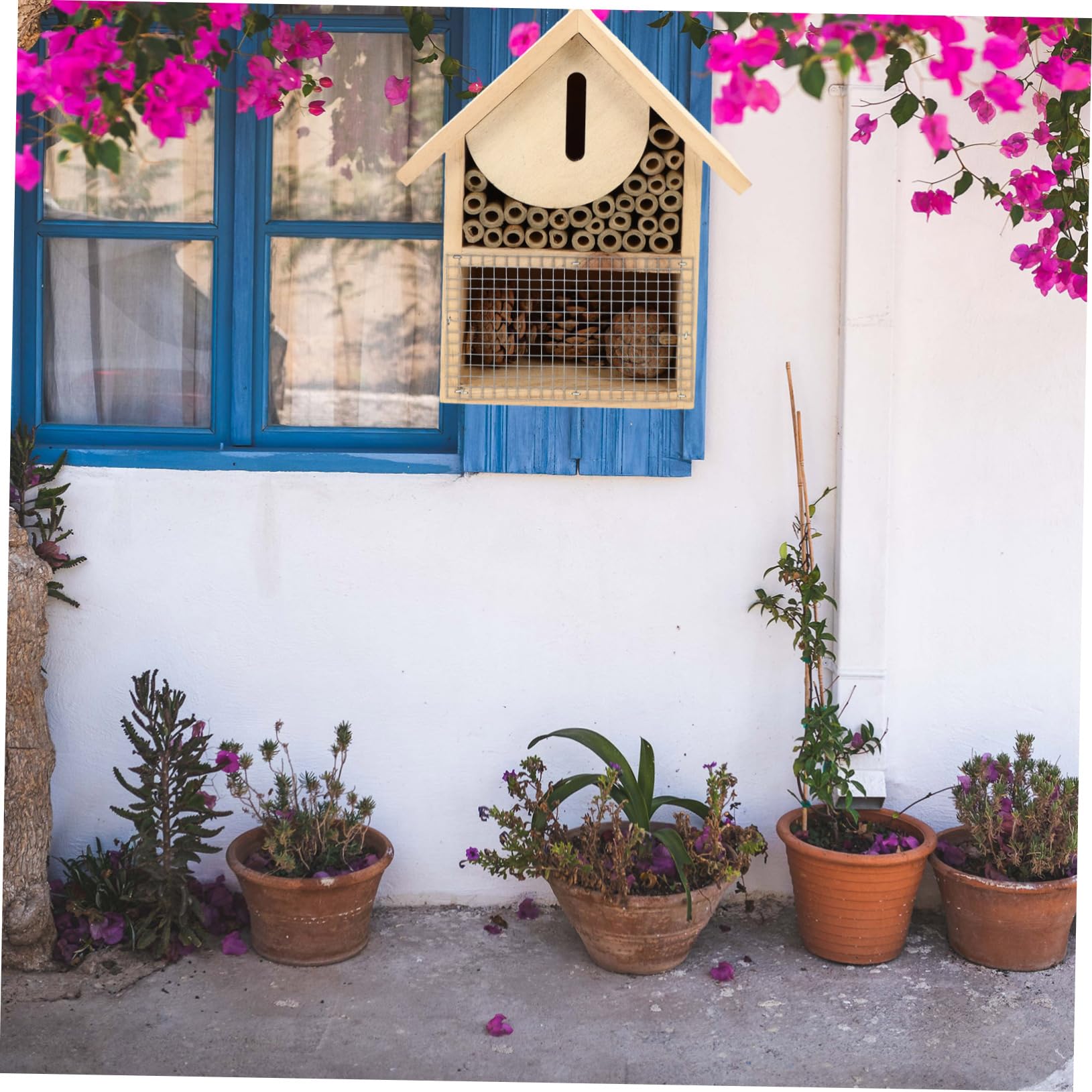 Hemobllo Casa per Api Sospesa per Insetti da Giardino Design Capanna Habitat per Api e Farfalle per Esterni