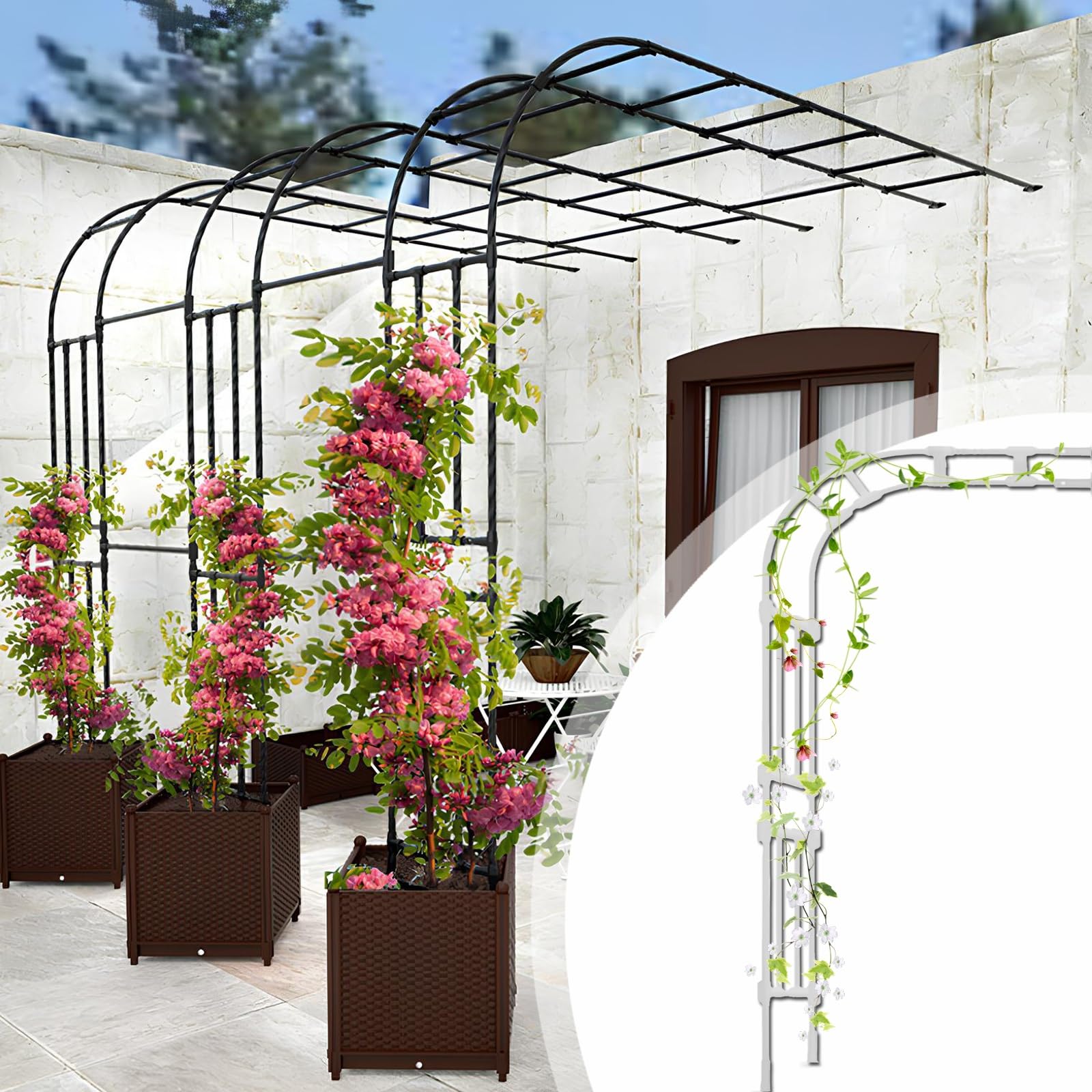 Arco Da Giardino In Ferro LIYI929GP Per Rampicanti | Matrimoni, Decorazioni Esterno, Bianco/Nero/Verde - Foto 10