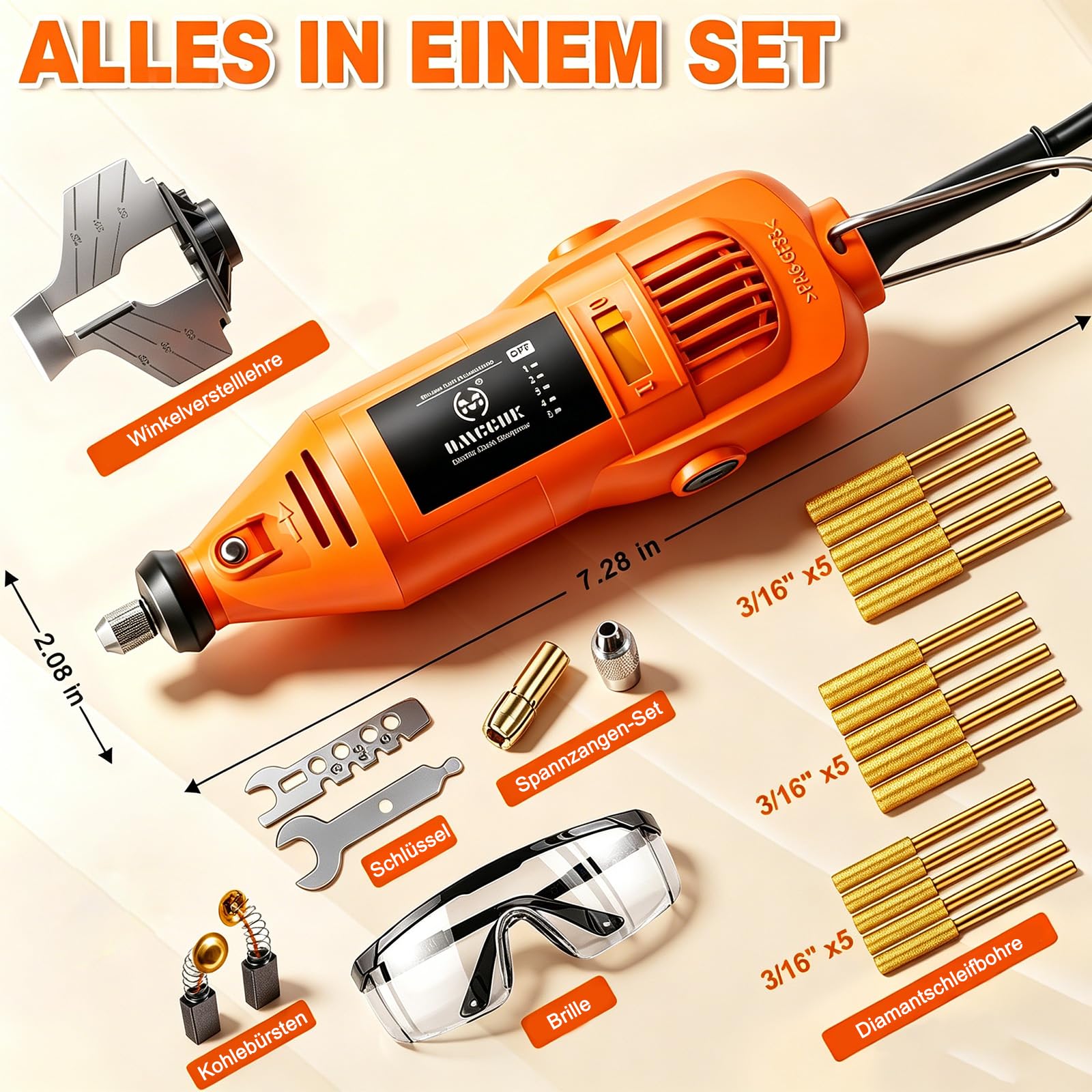 Elektrischer Kettenzahn Schärfen Kit,15 Titan Diamant Bits für All Ketten