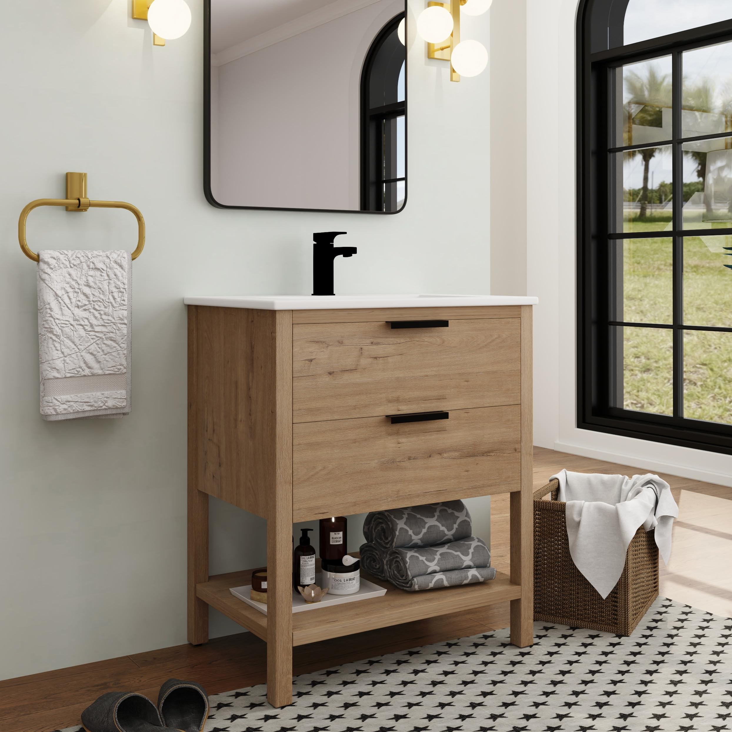 Amazon.com: SSLine 30" Free Standing Single Bathroom Vanity with Sink ...