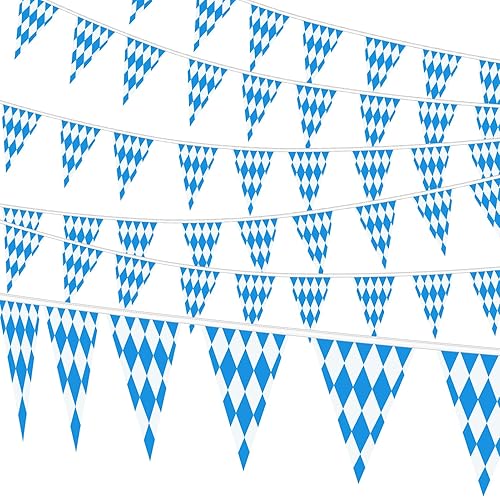 197 Feet Oktoberfest Banner Flags, 6 Packs - Blue White