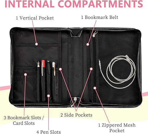 Miniatura 3 de Fundas para la Biblia para mujer, funda de piel sintética con bolsillos y cremallera, funda de transporte de la Biblia de tamaño grande para libros