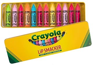 Lip Smacker Crayola Flavored Lip Balm Collectors Tin | Flavor Vault | Dry Lips | For Kids, Men, Women | Stocking Stuffer | Christmas Gift | Set of 12