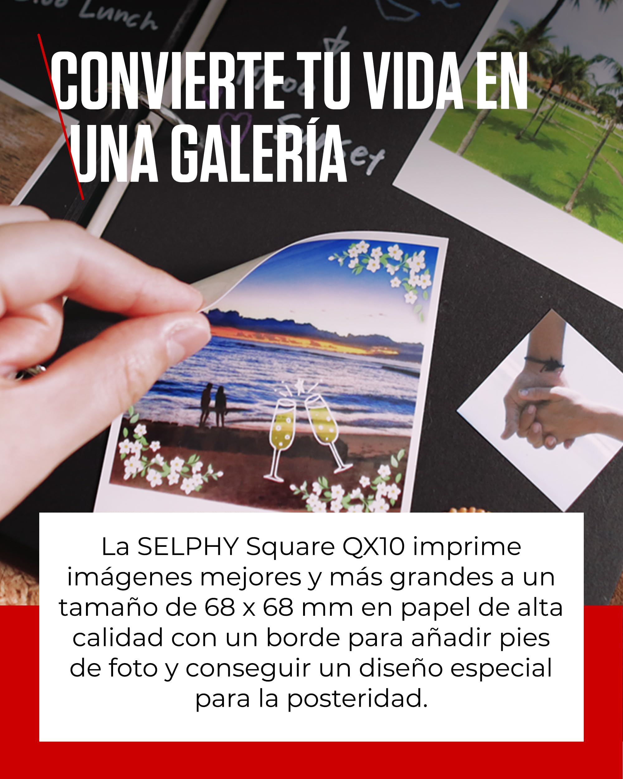 Canon SELPHY QX10, Impresora Fotográfica Instantánea y Portatil por sublimación de tinta, Conexión inalámbrica (Wi-Fi) a Smartphone y Tablet, Papel Cuadrado XS-20L (68 X 68 mm), Blanca