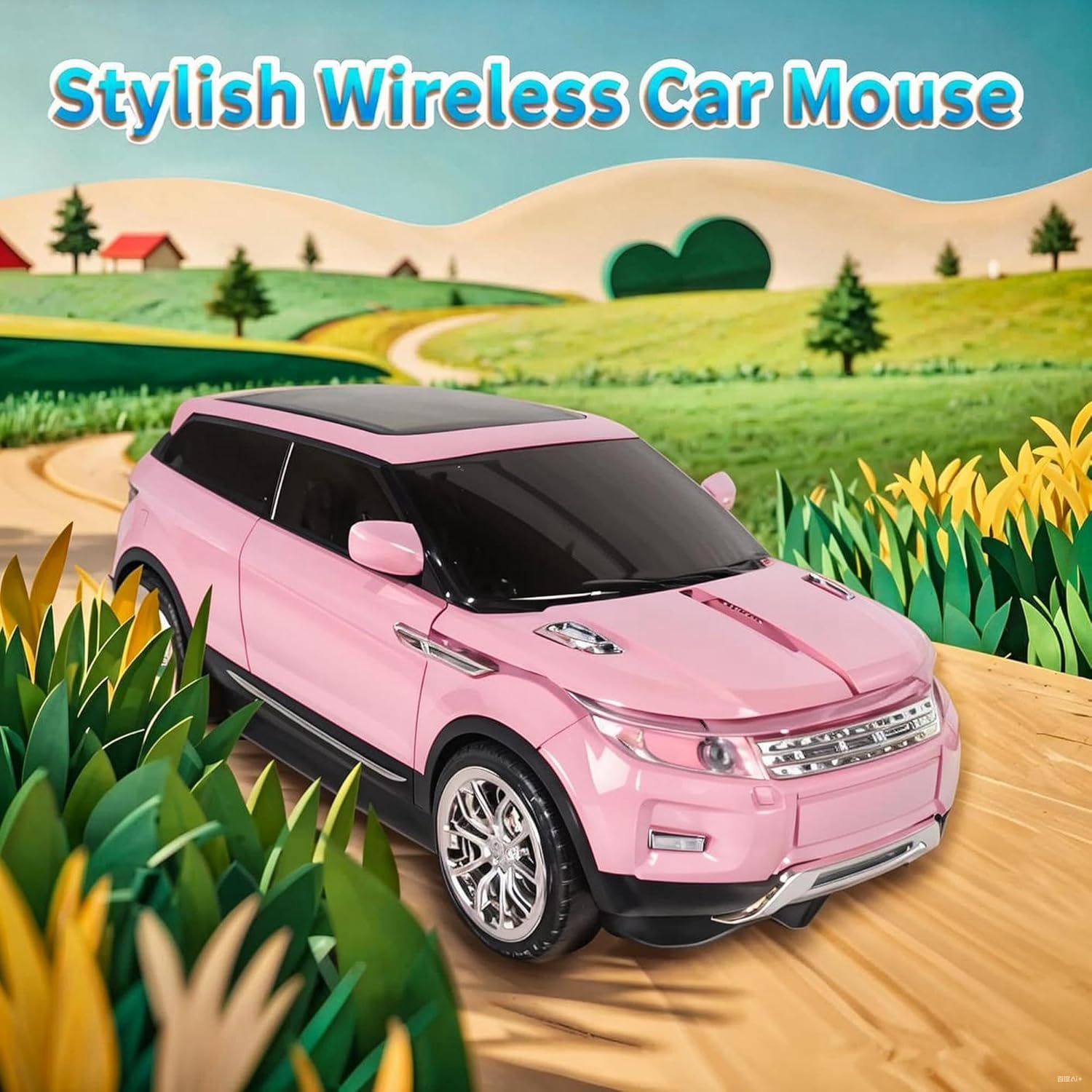 elec Space Wireless Mouse Car Computer Mouse for PC Laptop (Milk Tea Pink)