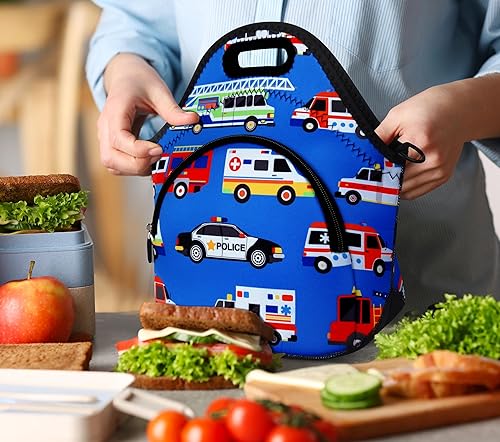 Miniatura 6 de Violet Mist Bolsas de almuerzo de neopreno con correa para el hombro, bolsas de almuerzo aisladas, lonchera térmica, reutilizable, bolsa bento