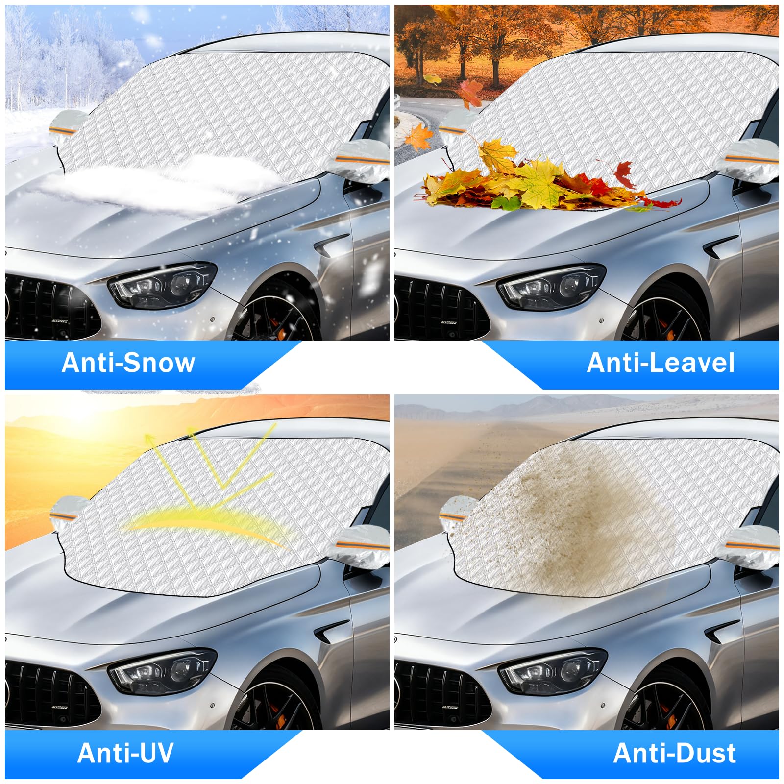 Feebee Copertura Parabrezza Auto Antighiaccio Inverno, Magnetico Copri Telo Esterno Parabrezza Anteriore, Protezione Anti Gelo Neve Grandine UV