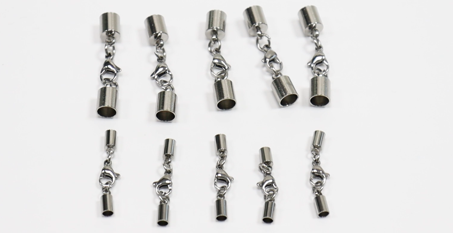 Lot De 30 Fermoirs Pour Bijoux – Acier Inoxydable, Avec Embout Pour Cordon – Pour Bracelets, Colliers, DIY