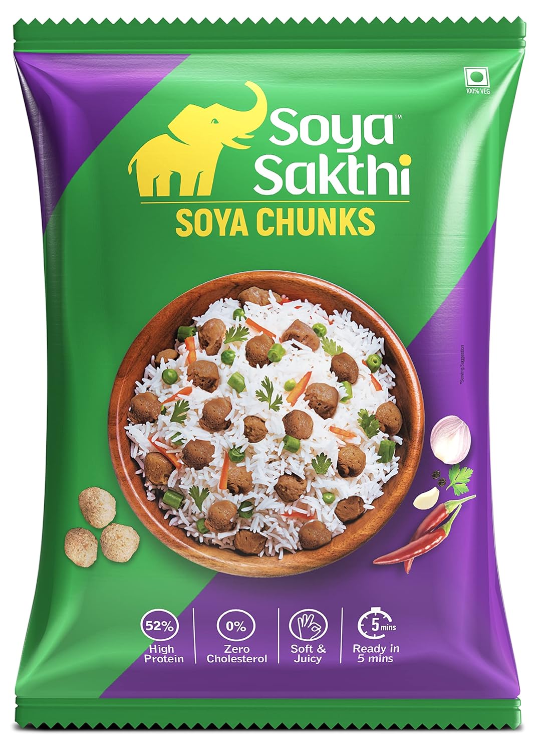 Soya Sakthi Soya Chunks 52 High Protein, 0 Cholesterol Soft & Juicy