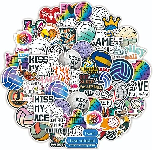 Sports Volleyball Stickers Pack, 50PCs Motivational Water Bottle Stickers, Waterproof Vinyl Decals for Hydro Flask, Laptop, Party Gift Decals for disponible en Yaxa Costa Rica