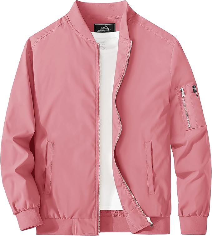 MAGCOMSEN Men's Jacket Lightweight Windbreaker Bomber Jacket Windproof Casual Jacket Zip Up Coats Outwear with 5 Pockets