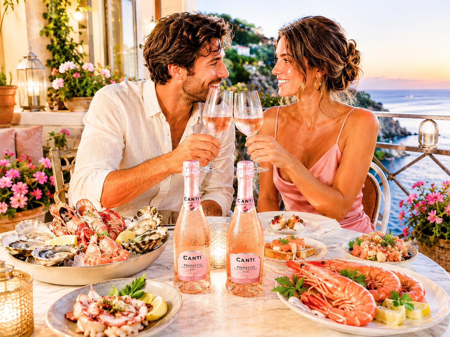 Canti - Prosecco D.O.C. Millesimato, Rosé sekt extra Trocken, italienische Glera und Pinot Noir Rebsorten aus Veneto, frischer und süßer Geschmack, 12x200 ml