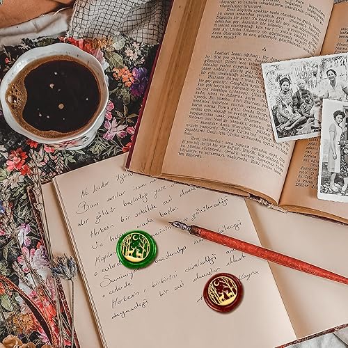 Miniatura 5 de DELORIGIN Sello de sellado de cera de bosque de ciervos, sello de cera de Navidad, vintage, 1 pulgada, cabeza de sello de latón extraíble con mango