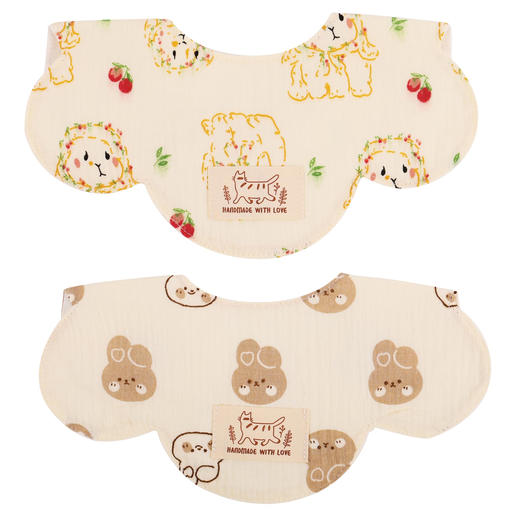 Nuluv Baby Bibs, Soft, Quick-Drying and Gentle for Sensitive Skin, Snap Button Closure, Reusable and Highly Absorbent, Made with 100% Muslin Cotton, 0+ Months, Multi on Off-White Base, Pack of 2-image-35
