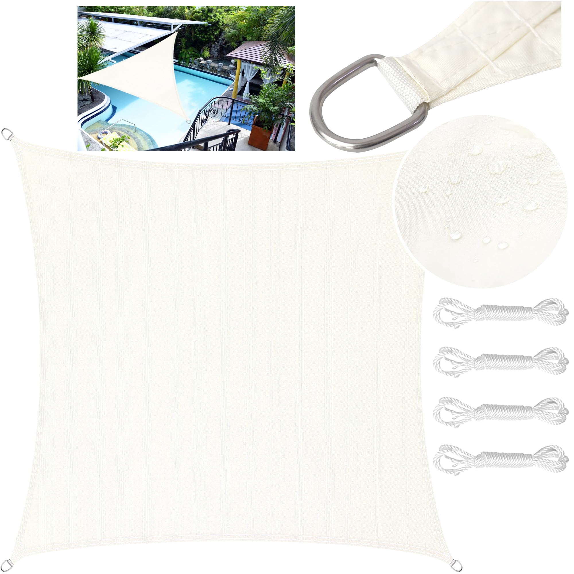 LEcylankEr Voile d'ombrage Rectangulaire Triangulaire, Toile d'ombrage | Toile Ombrage Exterieur PES Polyester Voiles d'ombrage Toile Ombrage imperméable UV Protection avec Corde de Fixation