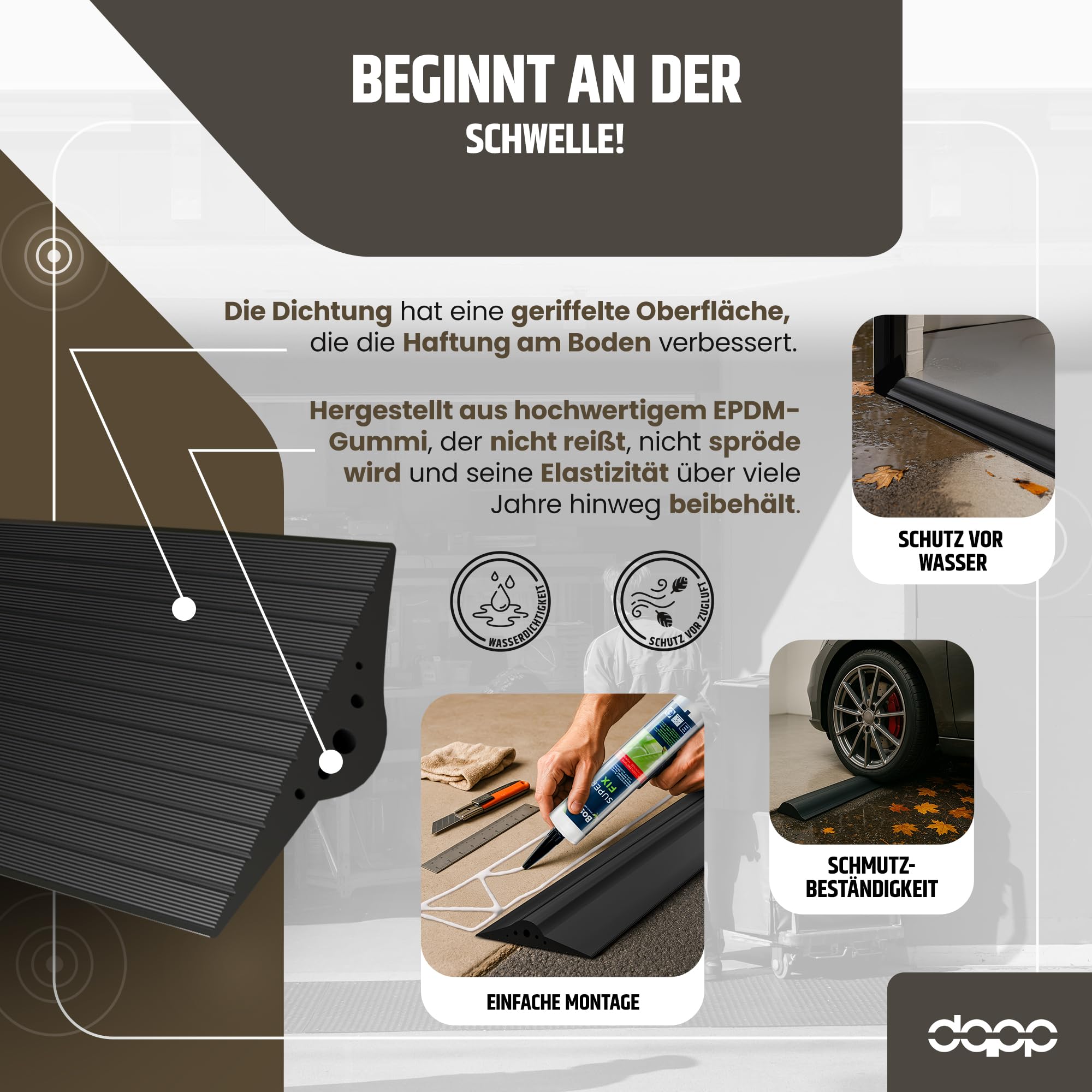 Guarnizione Soglia Garage EPDM 3m - 21x115mm, Nero, Con Colla Per Installazione - Foto 8