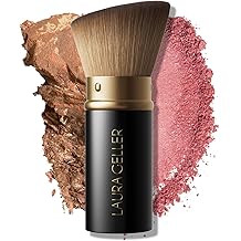 Retractable Black Kabuki Brush for Liquid, Cream and Powder Face Makeup With Aluminum Handle