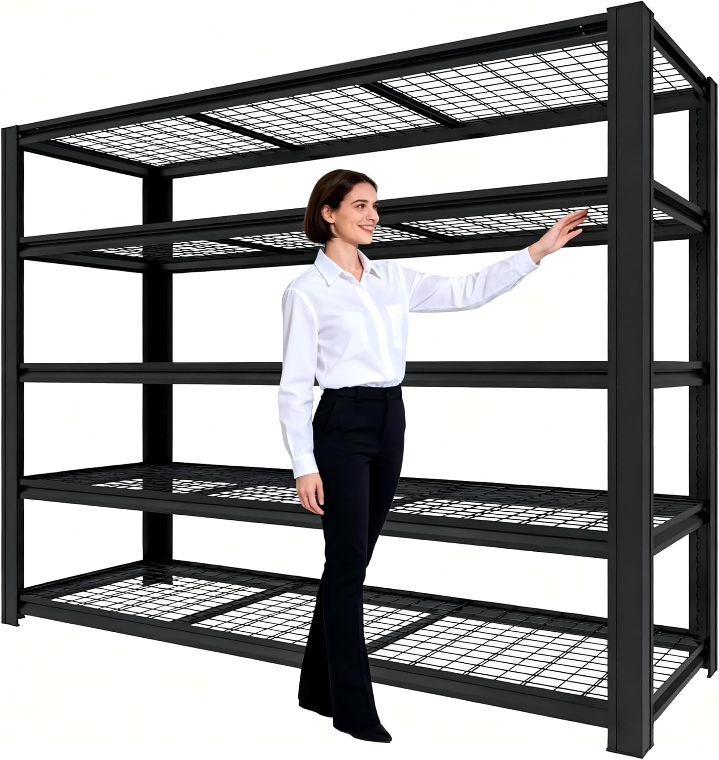 84“H Garage Shelving, Heavy-Duty Storage Racks, 3,500-lb Capacity, 84”H x 54.87“W x 24”D, Adjustable Metal Shelving Units, Ideal for Garage Storage, Warehouses, and Commercial Spaces(84H*54.87W*24D)