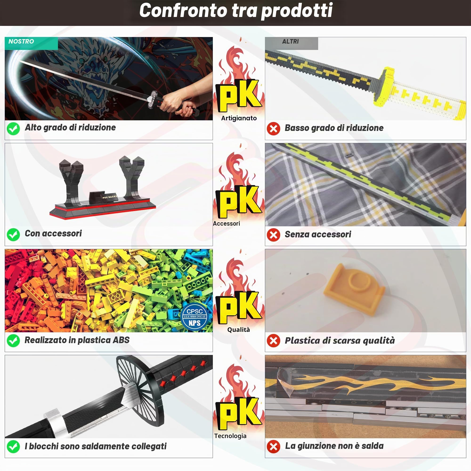 Jorumo Spade per demoni compatibili con Lego, 40 pollici Kamado Tanjiro Spada con fodero e supporto, giocattolo da costruzione, giocattolo da costruzione, giocattolo per l'età 8-13
