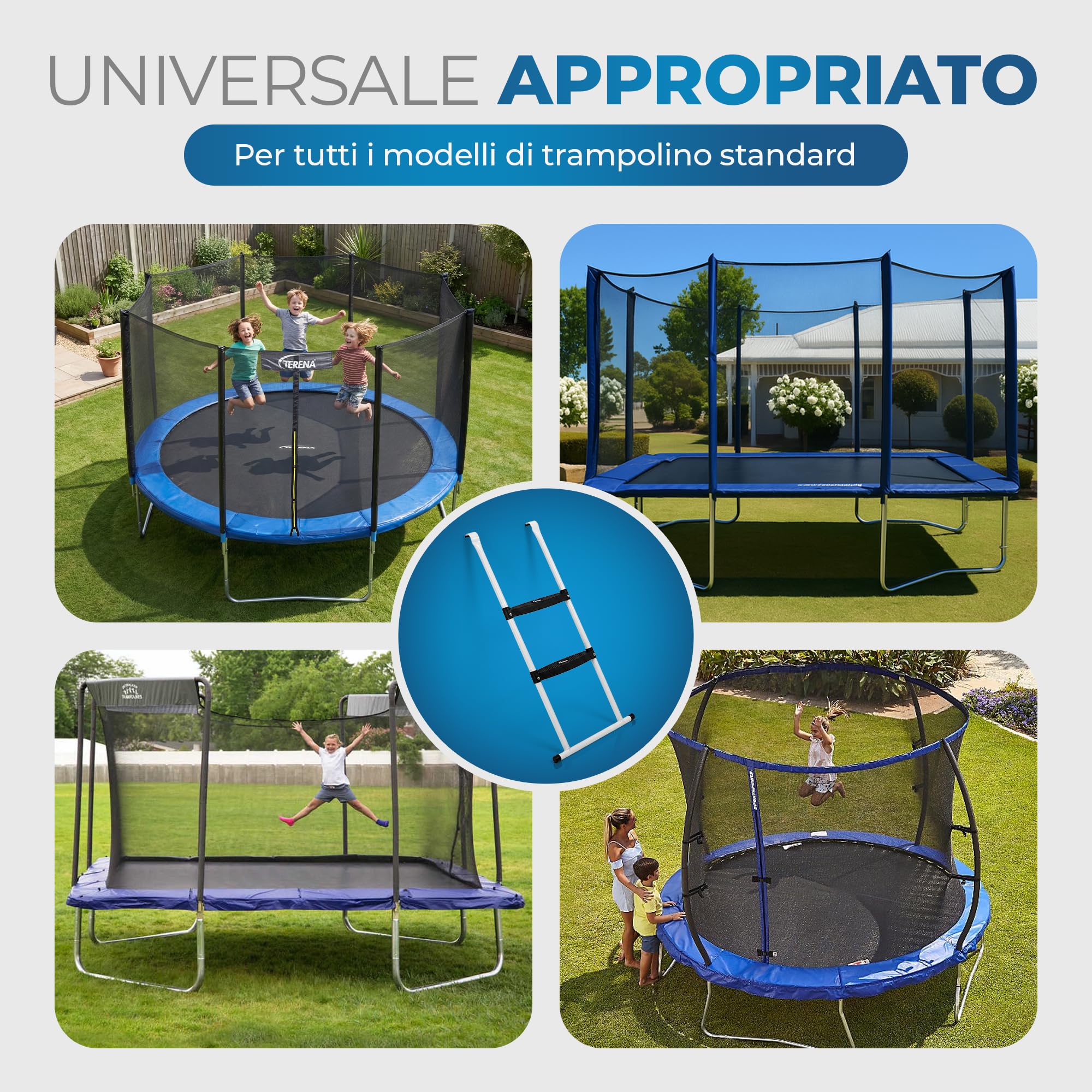Scaletta per trampolino 85 cm + 97 cm scaletta di salita, trampolino da giardino