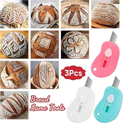 Miniatura 7 de Herramienta de puntuación de masa coja de pan de 3 piezas, herramienta de puntuación coja de masa madre, herramienta de afeitar para cortar masa de