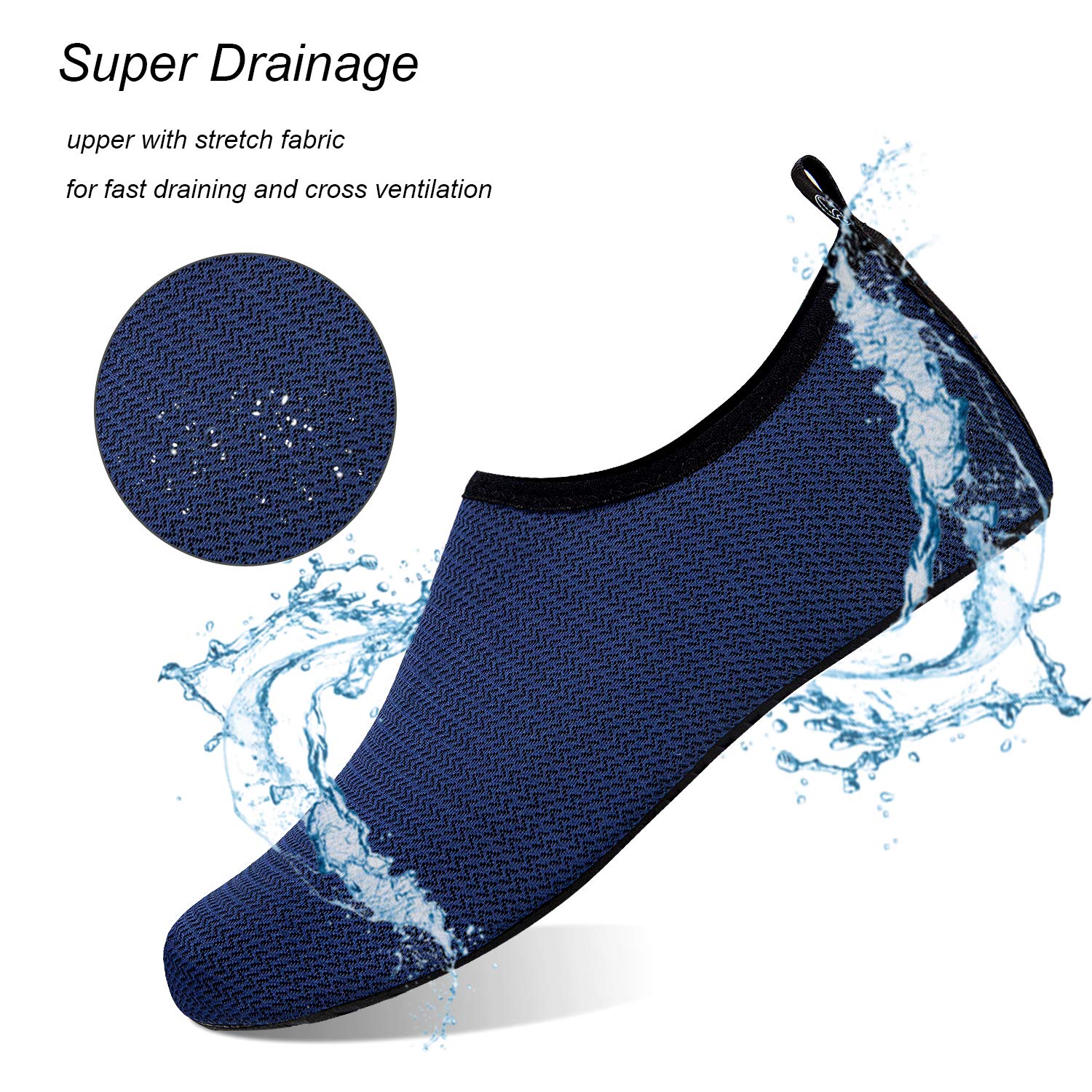 WateLves Water Shoes for Womens Mens Barefoot Quick-Dry Aqua Socks for Beach Swim Surf Yoga Exercise (N/Navy, 34/35)