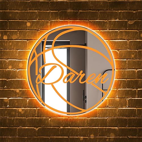 Miniatura 3 de Espejo de baloncesto personalizado con nombre, luz LED con 16 colores, letrero de luces de neón de baloncesto personalizado, letrero de baloncesto
