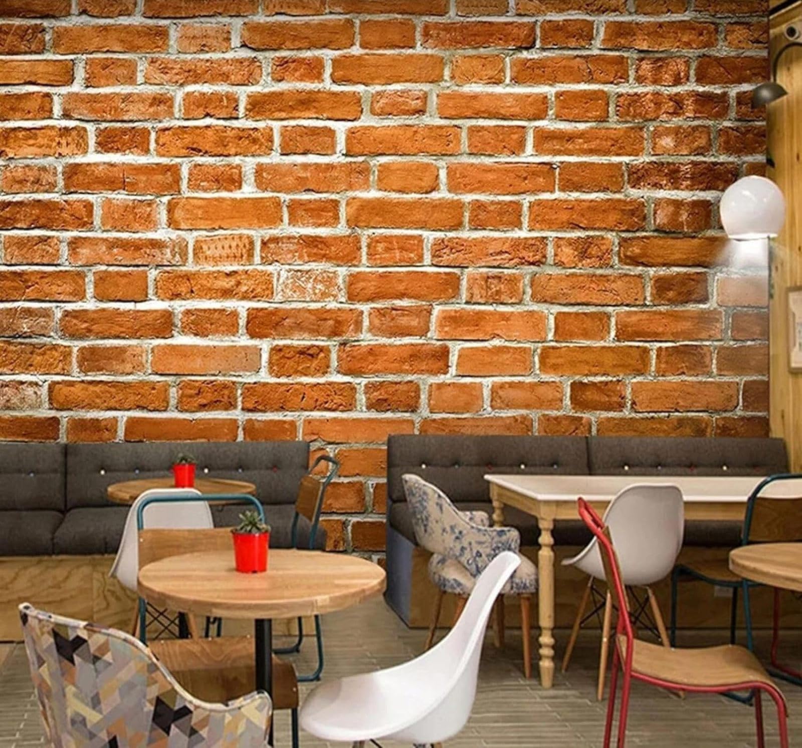 XLMING Minimalist Retro Red Brick Wall Character 3D Wallpaper Premium Textured Silk Study Dining Living Room Bedroom Sofa TV Wall Easy Install-400cm×280cm