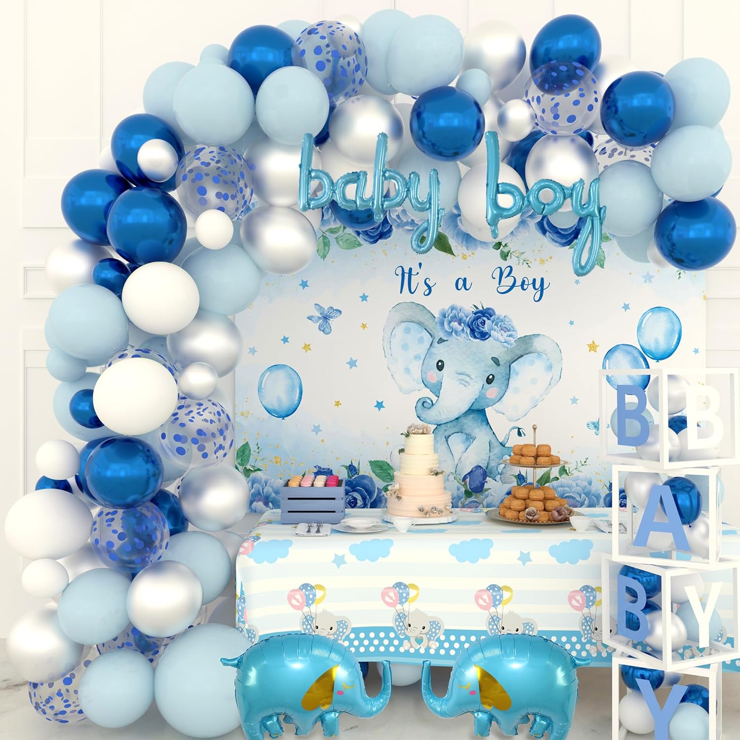 Baby Shower Decorations for Boy Elephant Balloon Garland