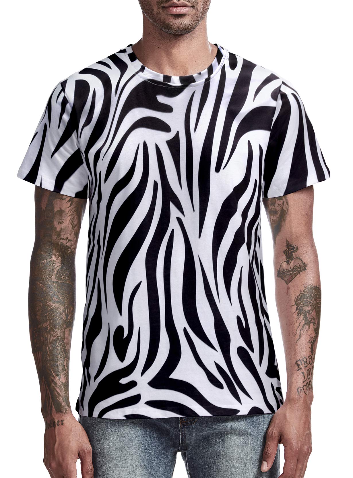 Funny World Men's Animal Print T-Shirt Graphic Short Sleeve Halloween Costume